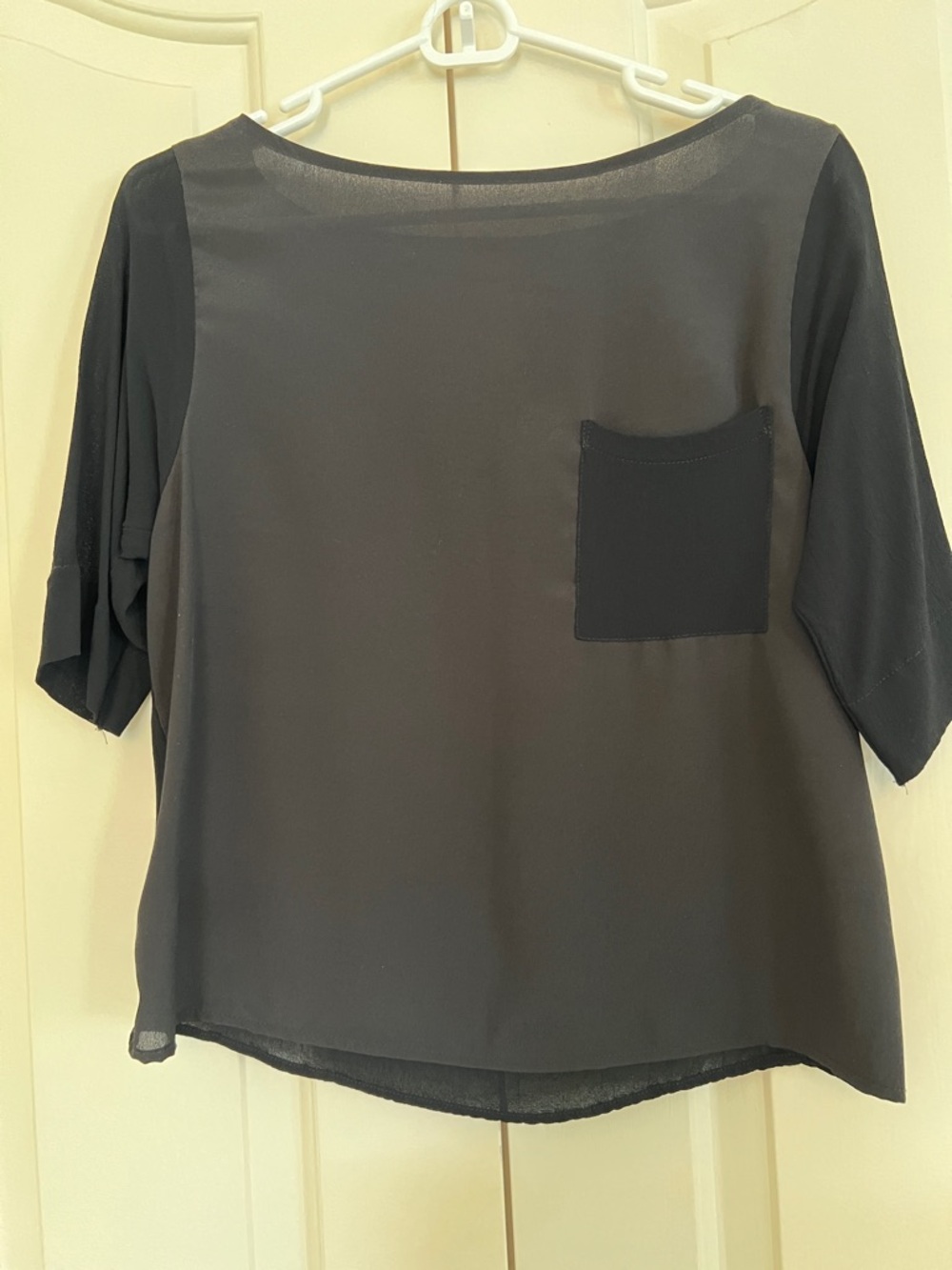 Eight Sixty Black Short Sleeve Pocket Blouse